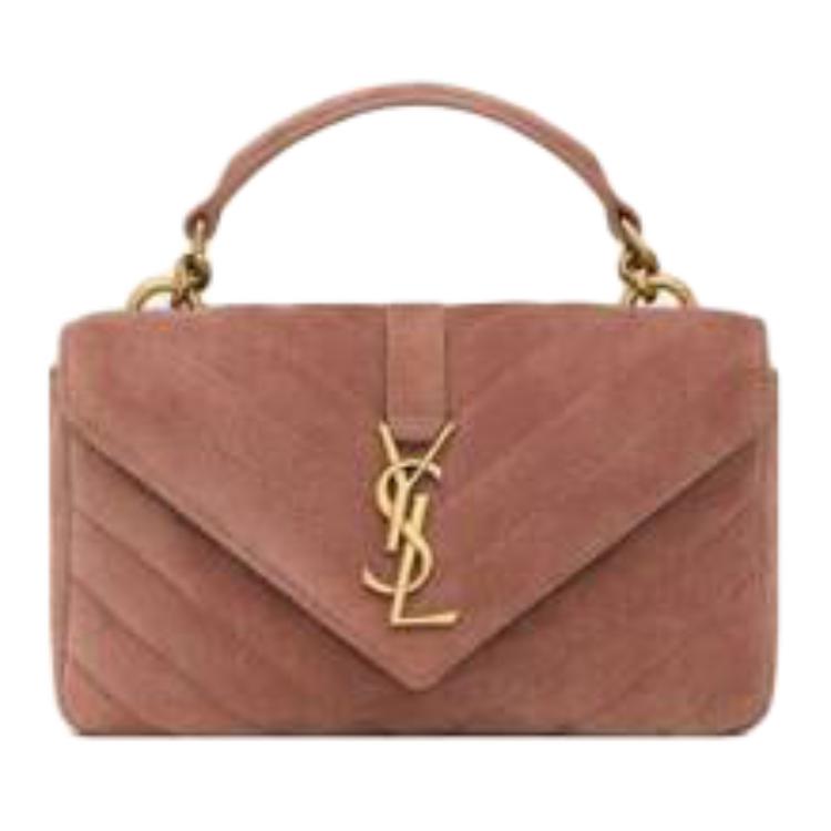 

SAINT LAURENT Мини-сумка кроссбоди из телячьей кожи College для женщин, светлый розовый