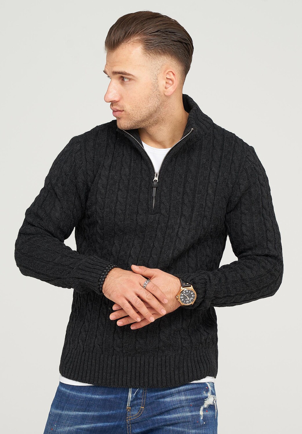 

Пуловер behype CILIAN HENLEY, антрацит