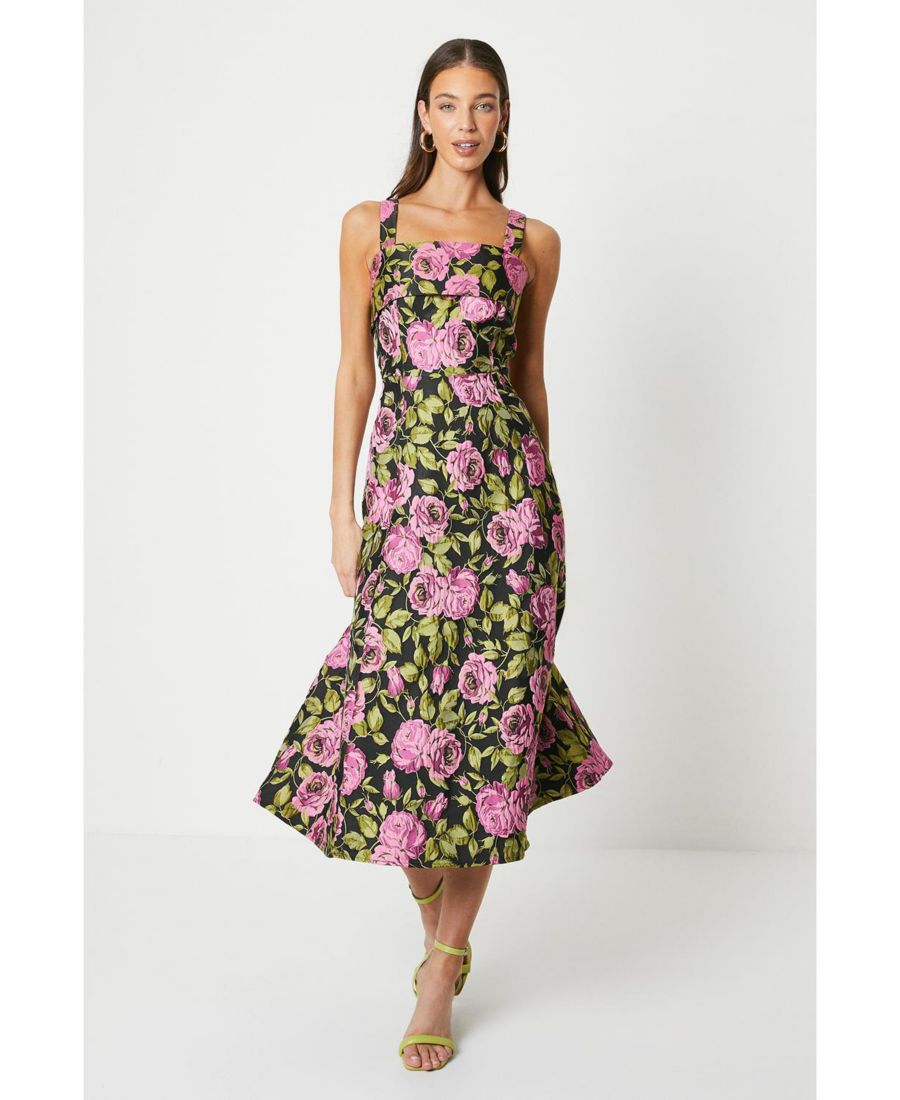 

Платье миди с широкими бретелями из жаккарда Coast, Black