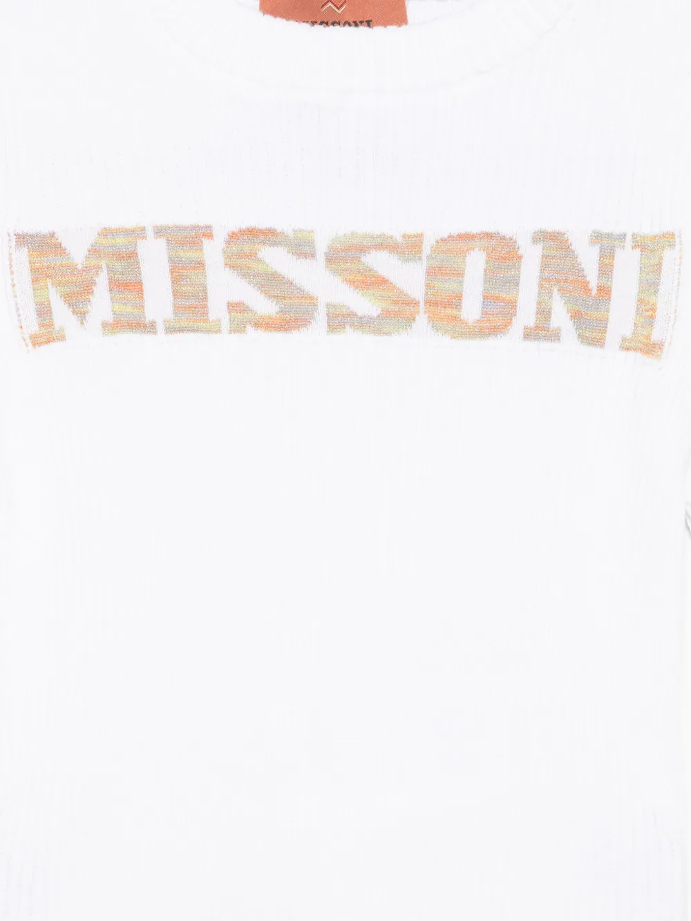 Трикотажный топ с вышитым логотипом Missoni Kids, белый — фото 3