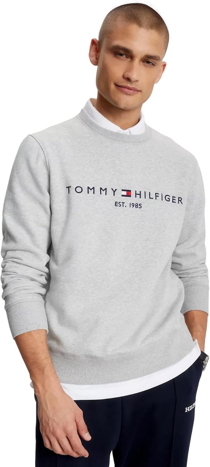 

Коллекция мужских толстовок TOMMY HILFIGER Crew 2025, Embroidered Tommy Logo Grey