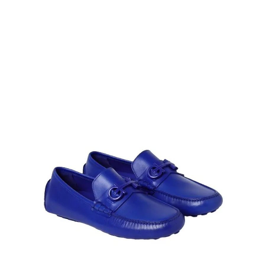 Мужские мокасины Ferragamo Grazioso синего цвета из кожи с орнаментом Gancini, синий — фото 2