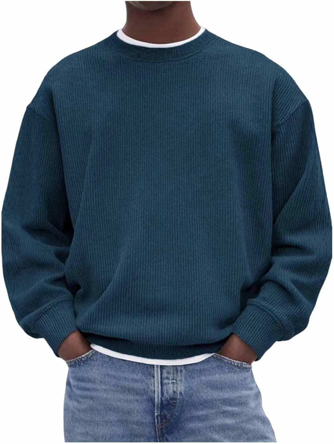 

Кордовая рубашка для мужчин с длинным рукавом и круглым вырезом