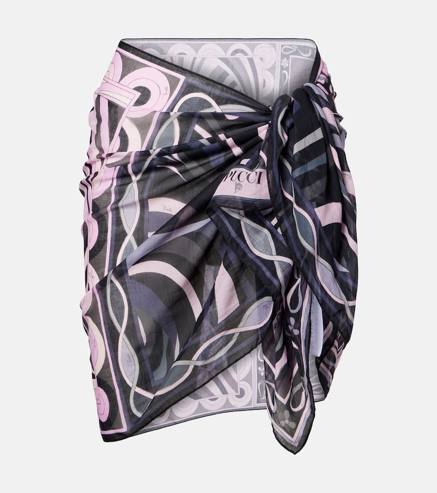 

Полупрозрачная хлопковая пляжная накидка Iride Pucci, Black/Pink