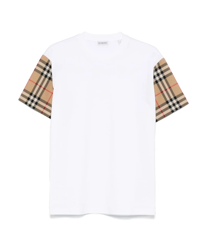 

Футболка в клетку с рукавами Burberry, белый