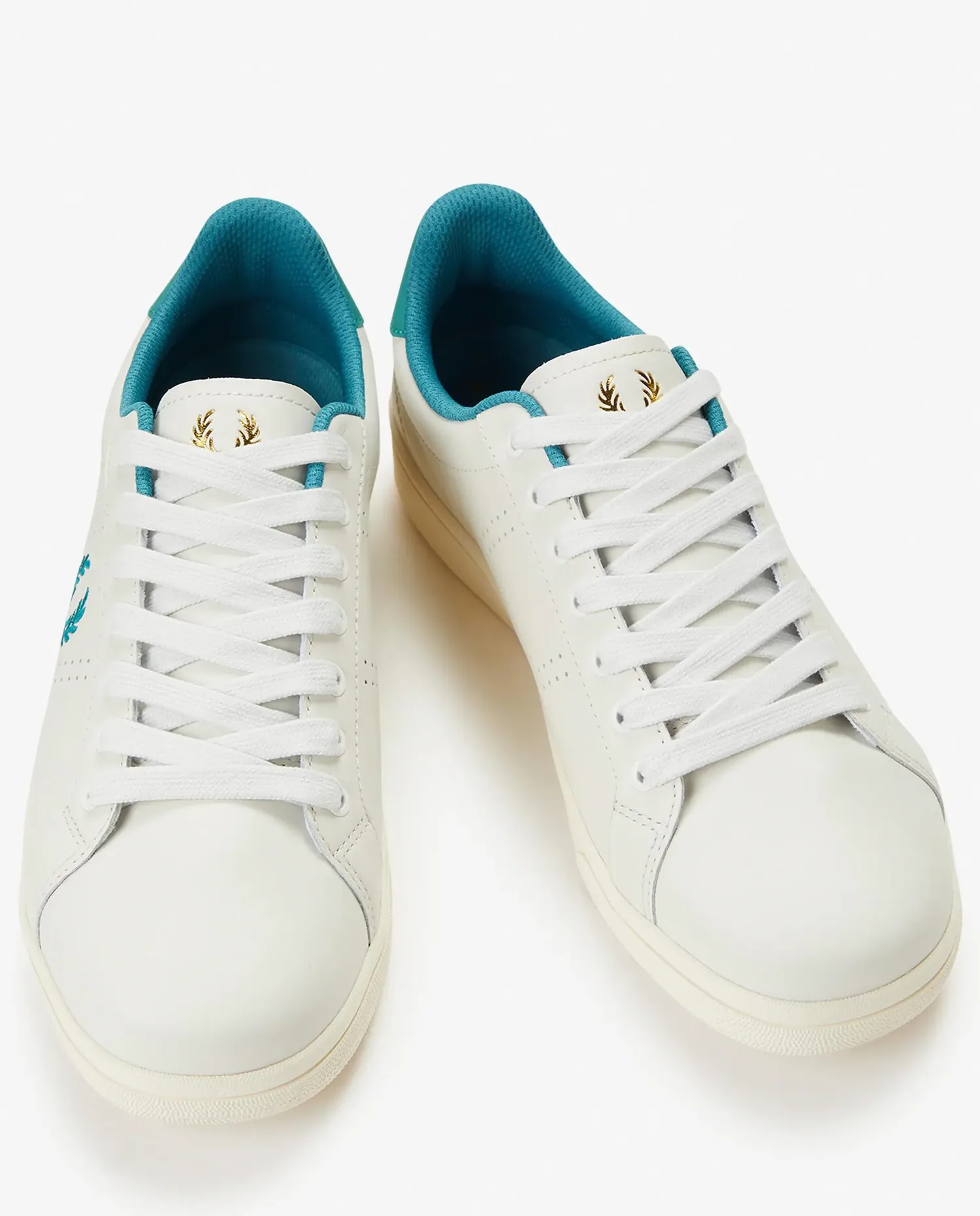 Мужские спортивные кроссовки B722 с логотипом и шнурками Fred Perry, белый / бирюзовый — фото 2