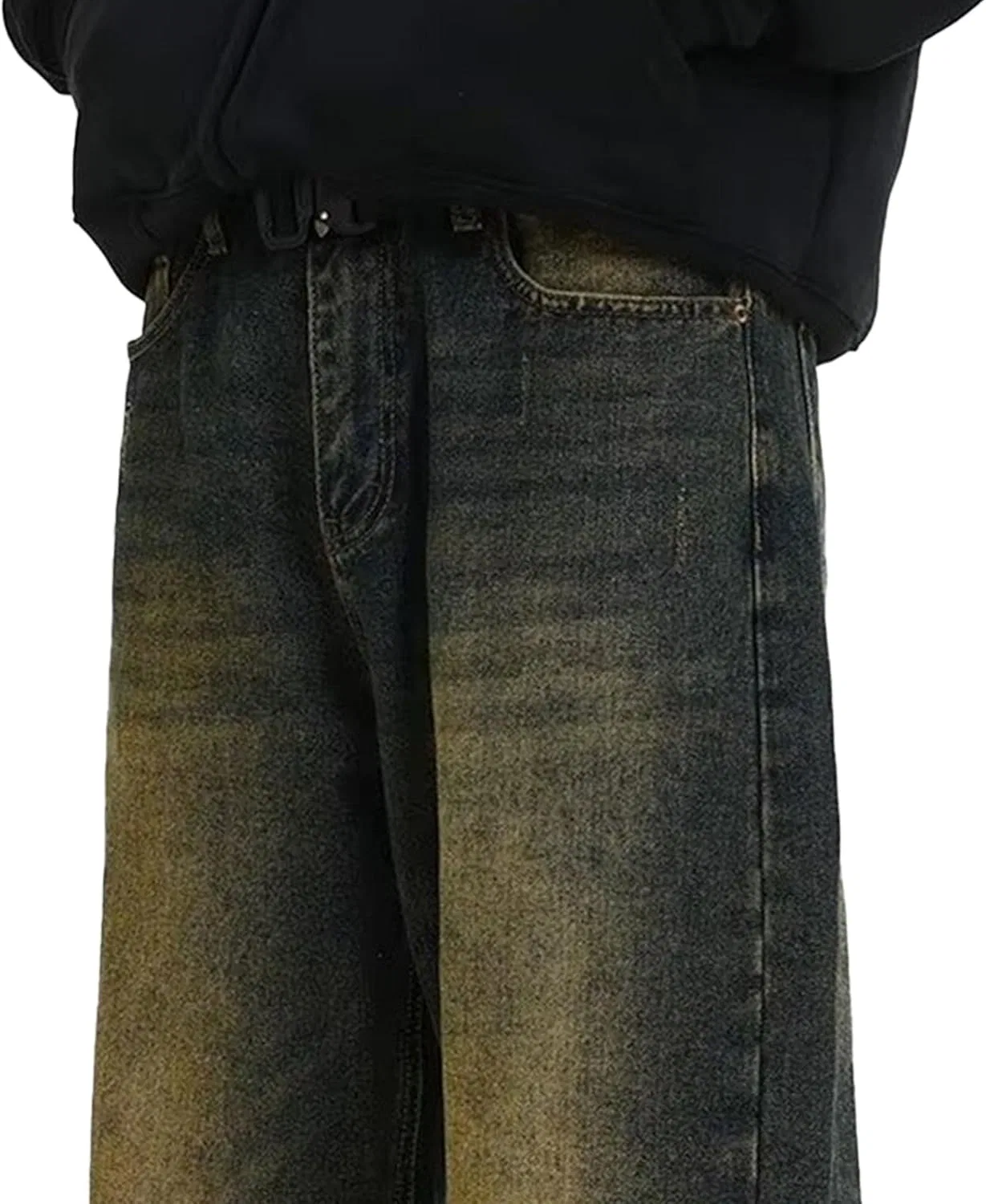 Джинсы свободные Men's Baggy Hip Hop Jeans Wide Leg Denim Pants Casual Loose Fit Streetwear Y2k Trendy Skater Style, Retro Blue — фото 4