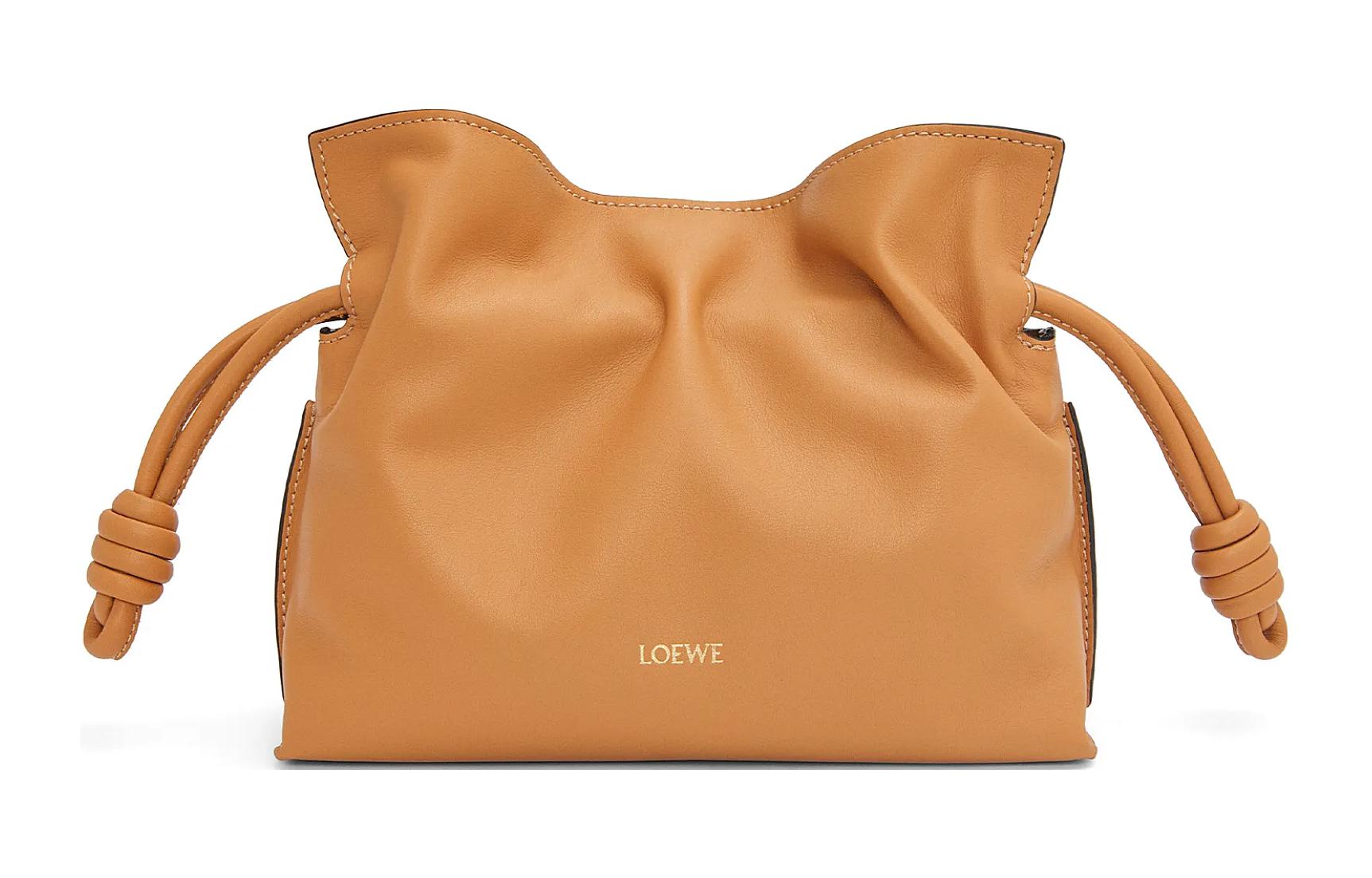 Loewe Женская сумка-клатч Flamenco из кожи наппа, наплечная сумка, сумка через плечо, мини-клатч, теплый песочно-желтый цвет — фото 2