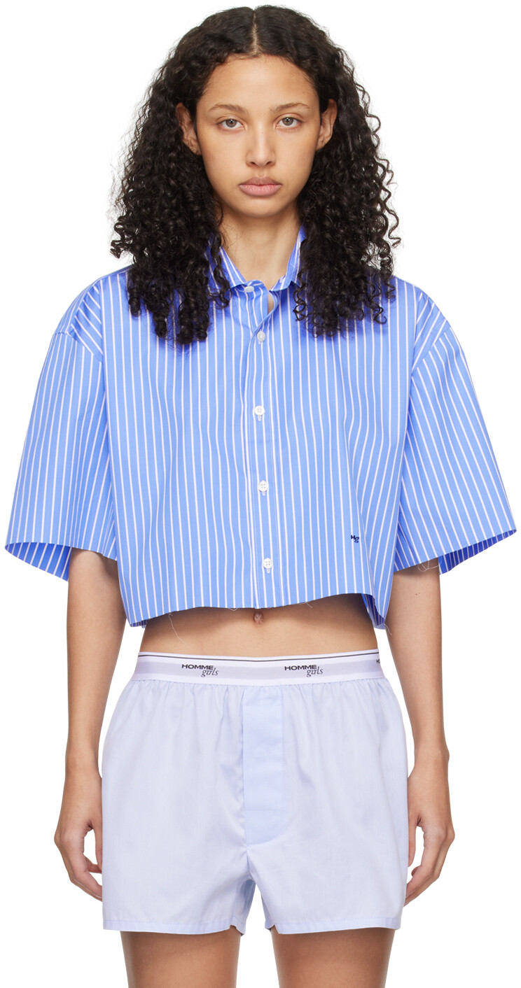 

Синяя полосатая рубашка Hommegirls, цвет Blue stripe