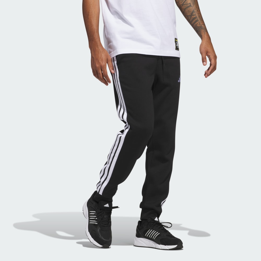 Спортивные брюки Adidas Essentials 3-Stripes Fleece Pants, черный/белый — фото 3