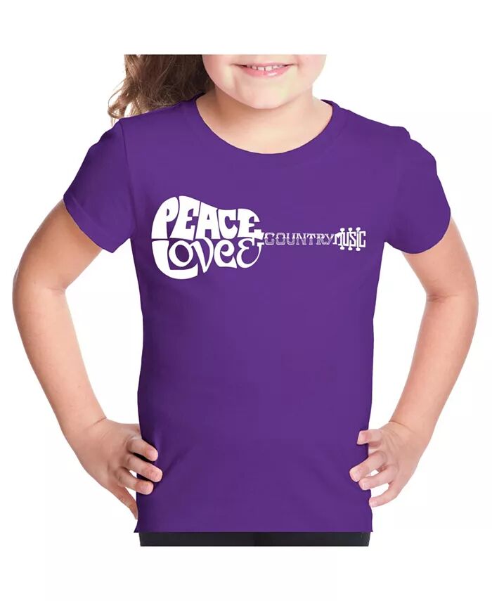 

Футболка Big Girl Word Art - Peace Love Country LA Pop Art, фиолетовый