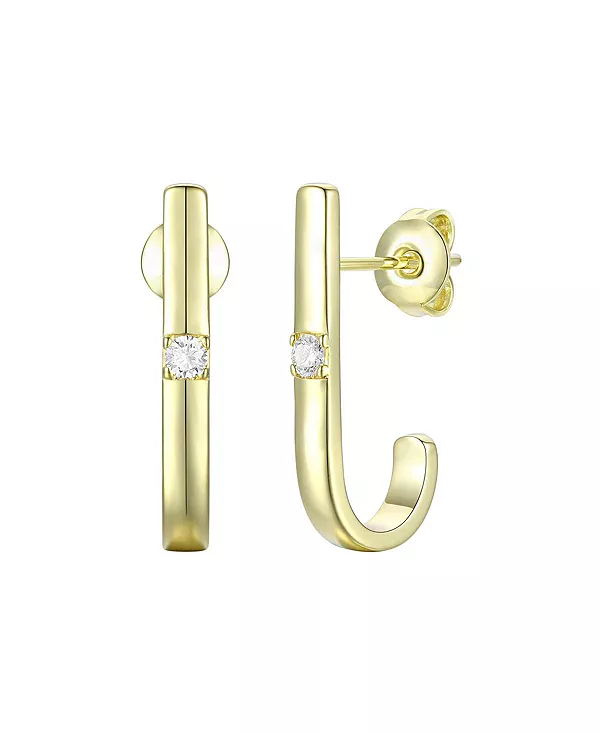 

Серьги-Кольца открытого типа с покрытием из 14-каратного золота и прозрачными кубическими цирконами Rachel Glauber, gold