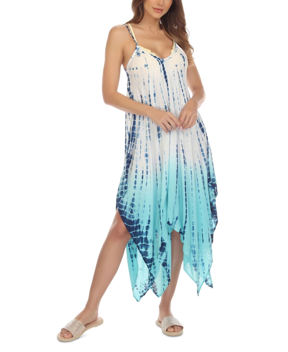 

Платье-прикрытие с платком и подолом Tie-Dye Raviya