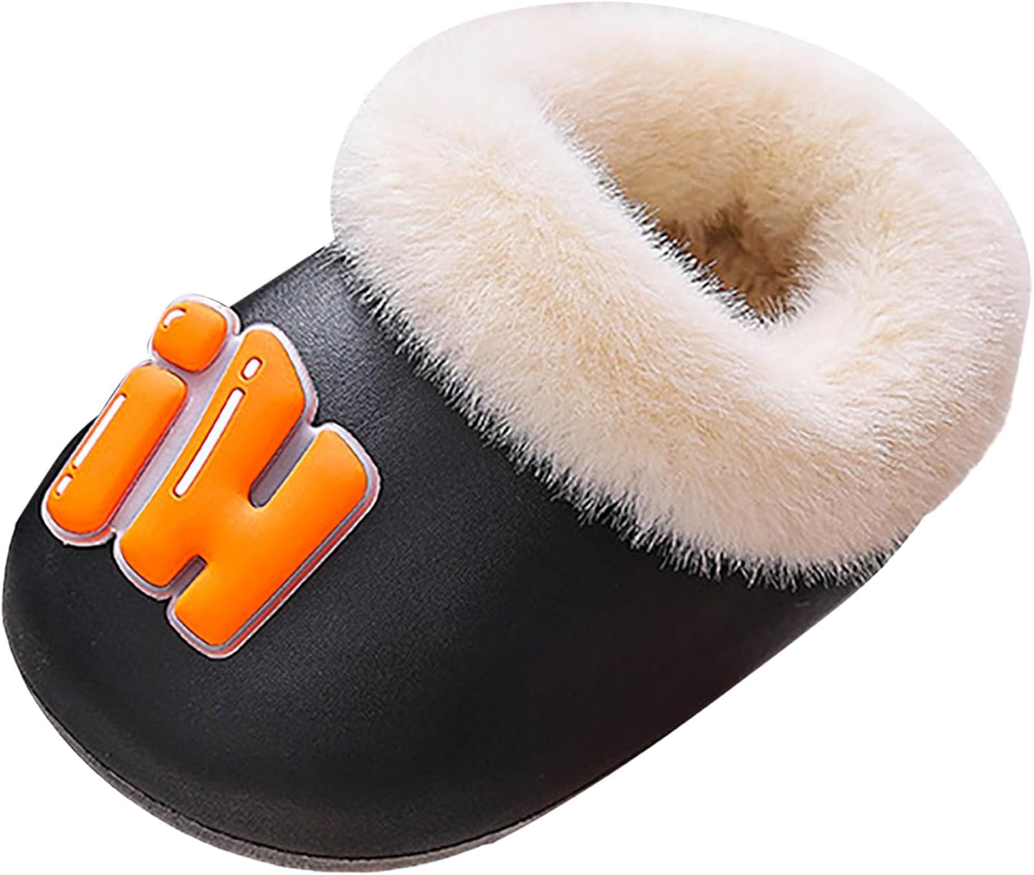 

IWIHMIV милые тапочки для детей, нескользящие, для девочек и мальчиков, удобные зимние плюшевые теплые тапочки, черный