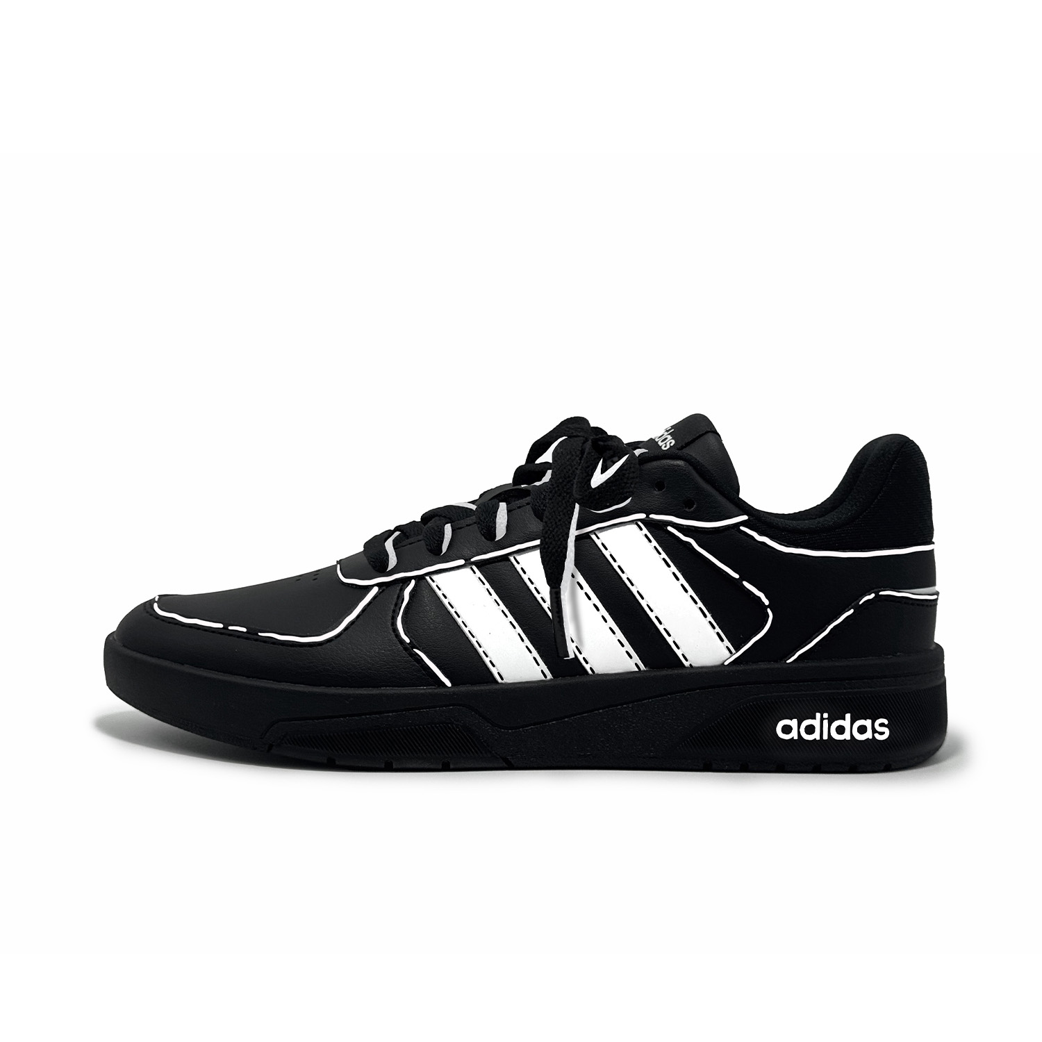 

Adidas Neo Кроссовки Courtbeat черные с белой строчкой, амортизирующие, износостойкие, низкие, унисекс, черные, цвет Black