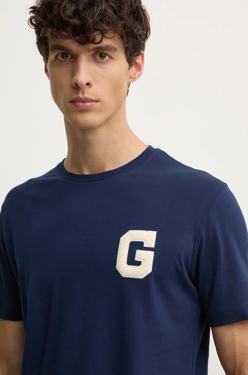 

Хлопковая футболка Gant, темно-синий
