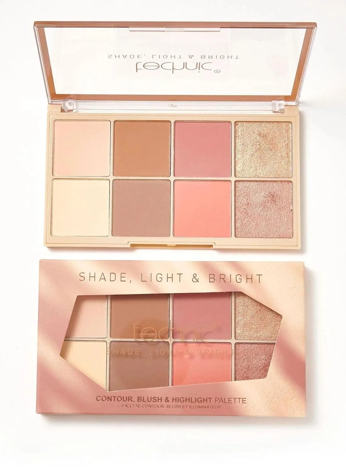 Палетка для контуринга, румян и хайлайтера «Shade, Light & Bright» от Technic Technic