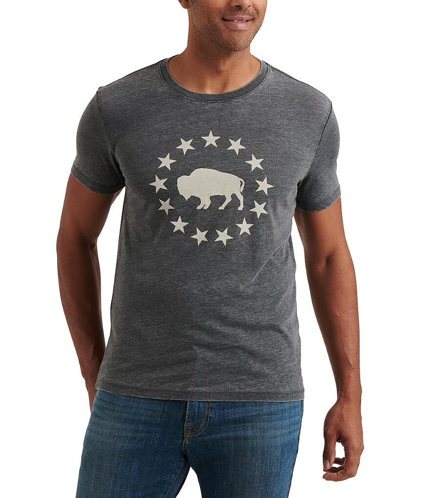 

Футболка Lucky Brand с короткими рукавами и рисунком Buffalo Stars, серый