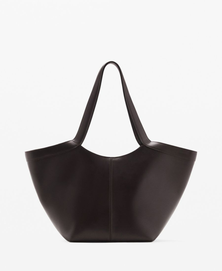 

Большая женская кожаная сумка через плечо MANGO, Chocolate