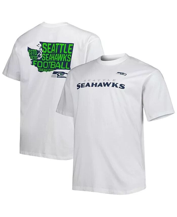 

Мужская белая футболка Seattle Seahawks Big and Tall Hometown Collection Hot Shot Fanatics