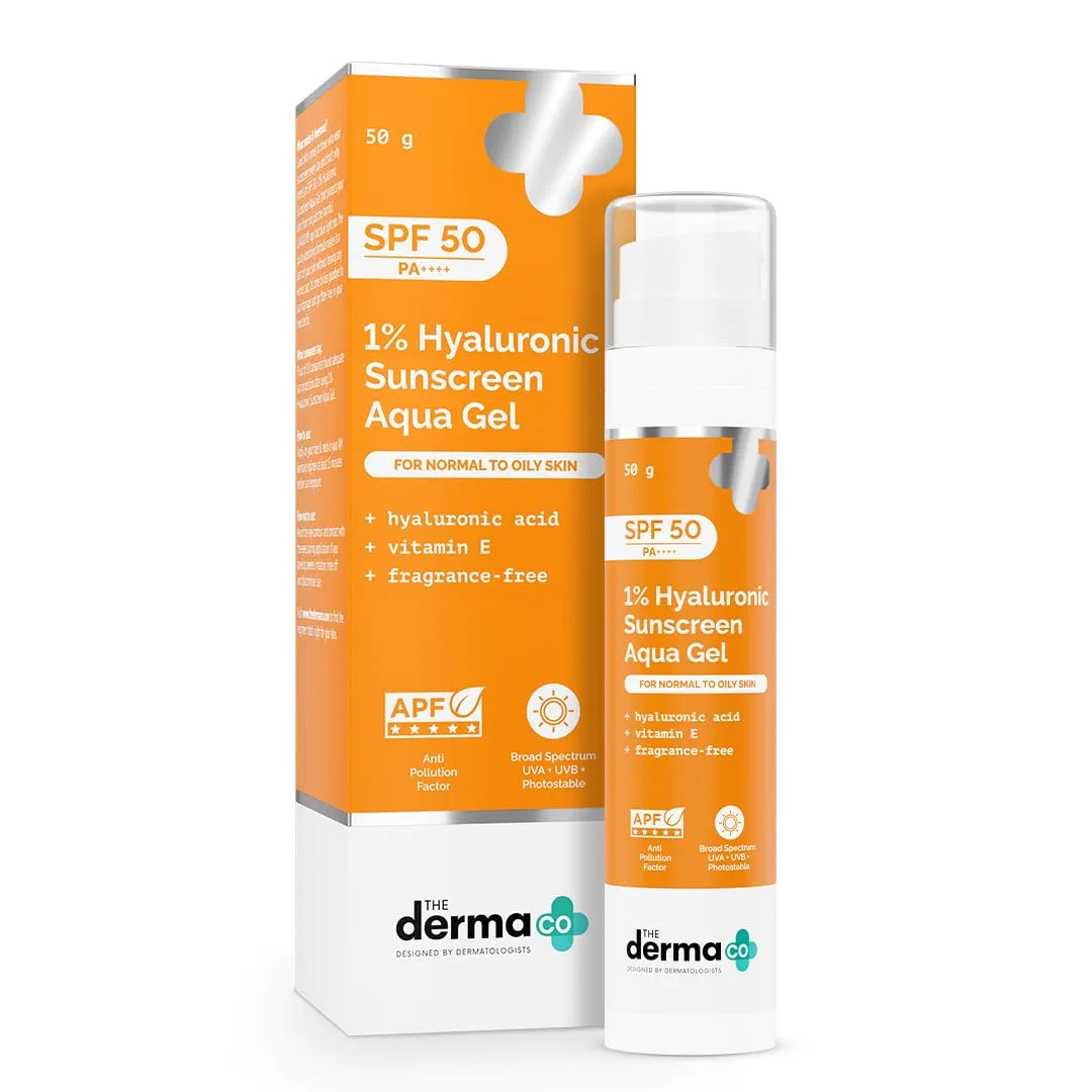 Ультралегкий гель-солнцезащитный крем «1% Hyaluronic Sunscreen Aqua» с SPF 50 PA++++ от The Derma Co The Derma Co