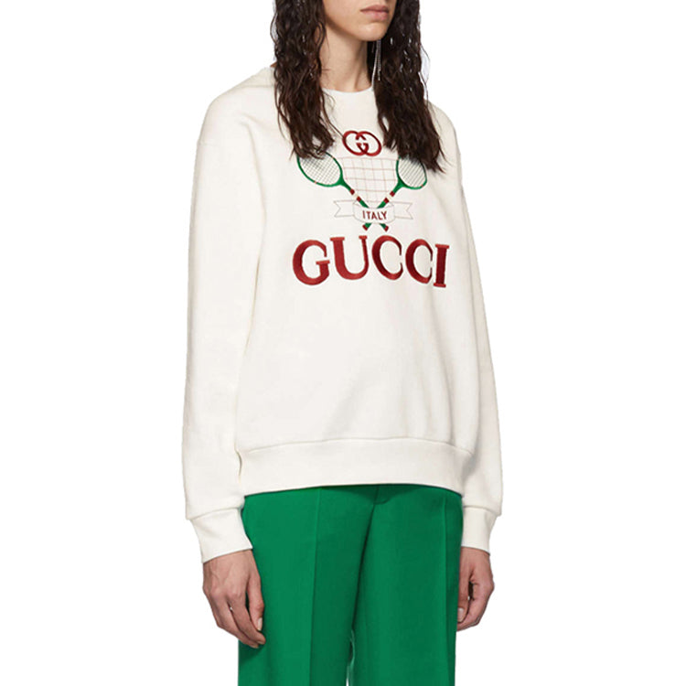 Толстовка (WMNS) Gucci Cotton Tennis Racket Print Sweatshirt For Ivory 469250-XJBIY-9381 — фото 2