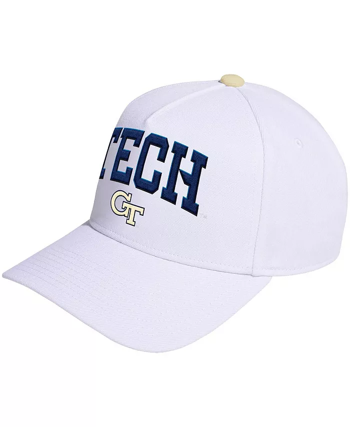 

Мужская и женская белая регулируемая кепка Georgia Tech Yellow Jackets Locker Room с А-образной оправой adidas