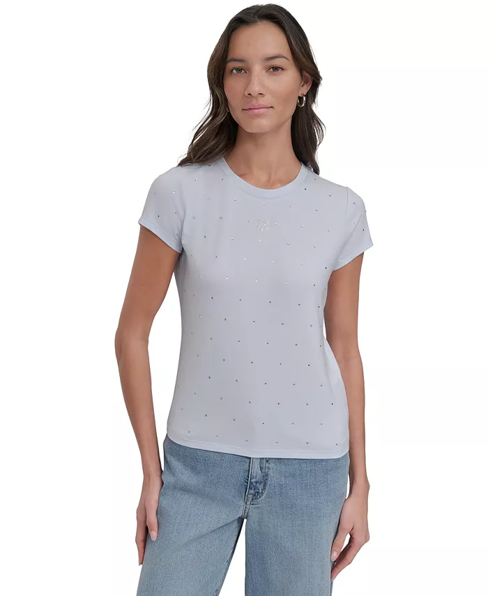 

Женская футболка с круглым вырезом и стразами DKNY Jeans, синий