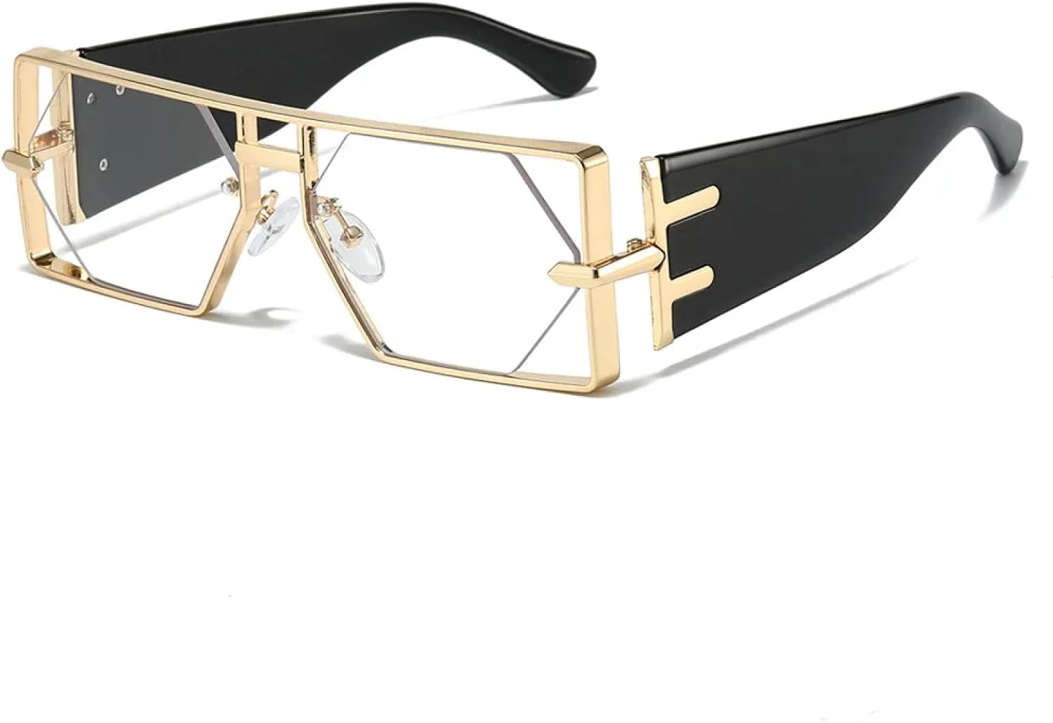 

Популярные солнцезащитные очки с двойной перемычкой для женщин, модные панк-очки с градиентным переходом, трендовые очки с защитой от УФ-излучения UV400 TKKTLLT, Gold-clear