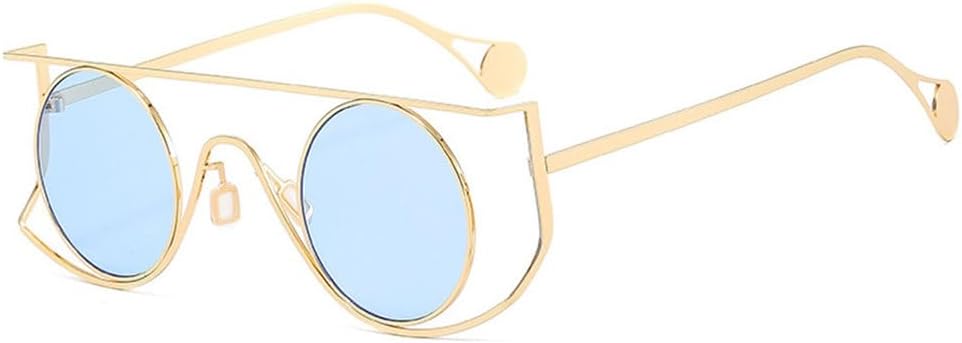 

Винтажные круглые солнцезащитные очки для мужчин, маленькая оправа, солнцезащитные очки для женщин с защитой от УФ-излучения UV400, очки для вождения, стиль стимпанк TYUVIVO, C6gold-blue