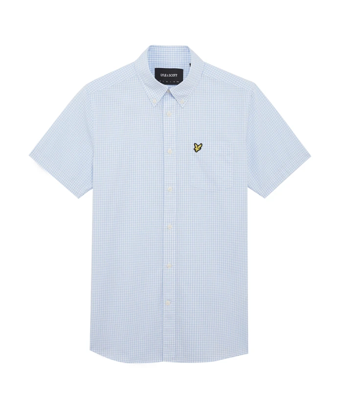 

Рубашка в клетку приталенного кроя с короткими рукавами Lyle & Scott, синий