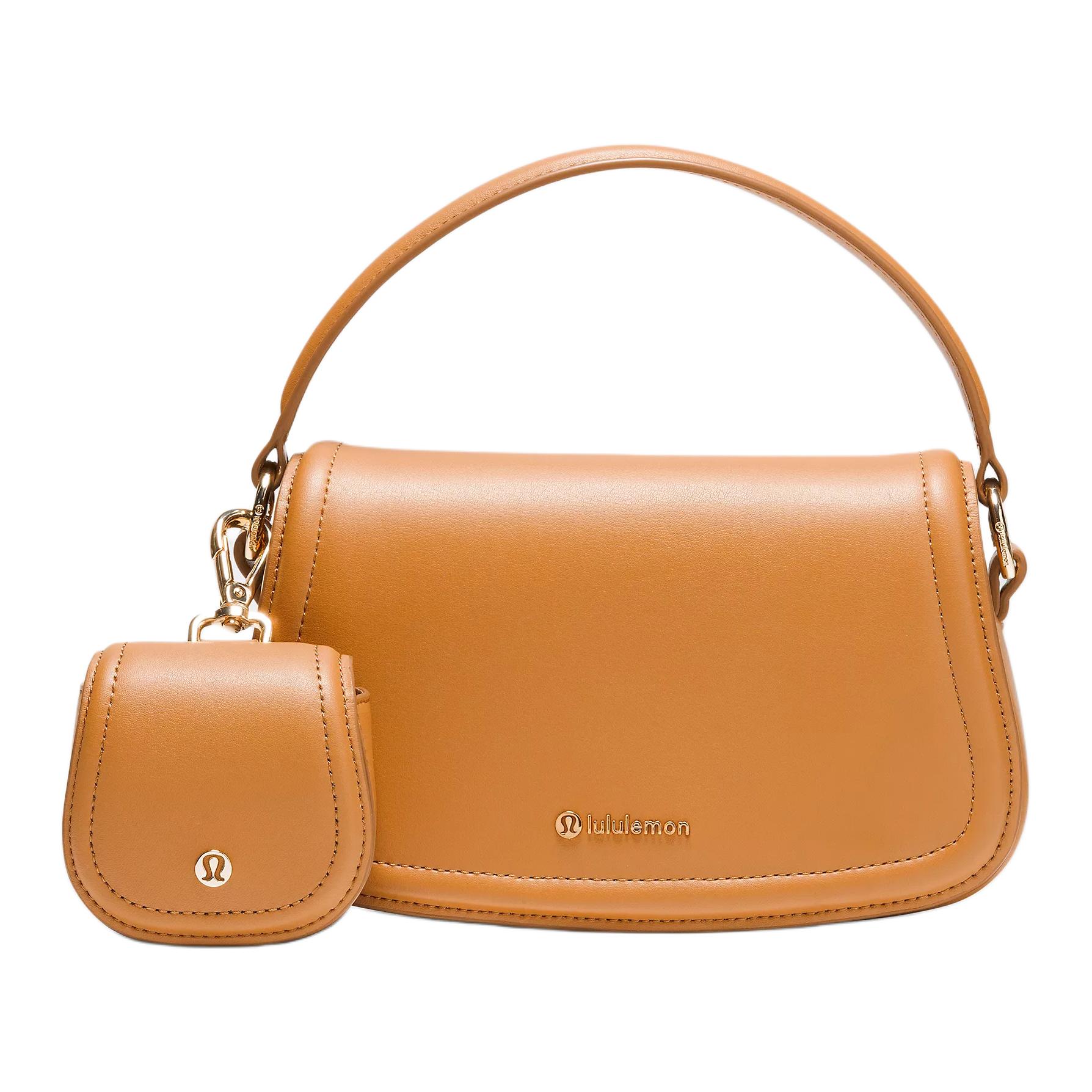 

Lululemon Кожаная сумка через плечо, Chestnut Brown & Gold