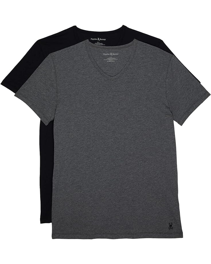 

Футболка Psycho Bunny 2-Pack V-Neck Underwear Tee, цвет Mixed Grey Black
