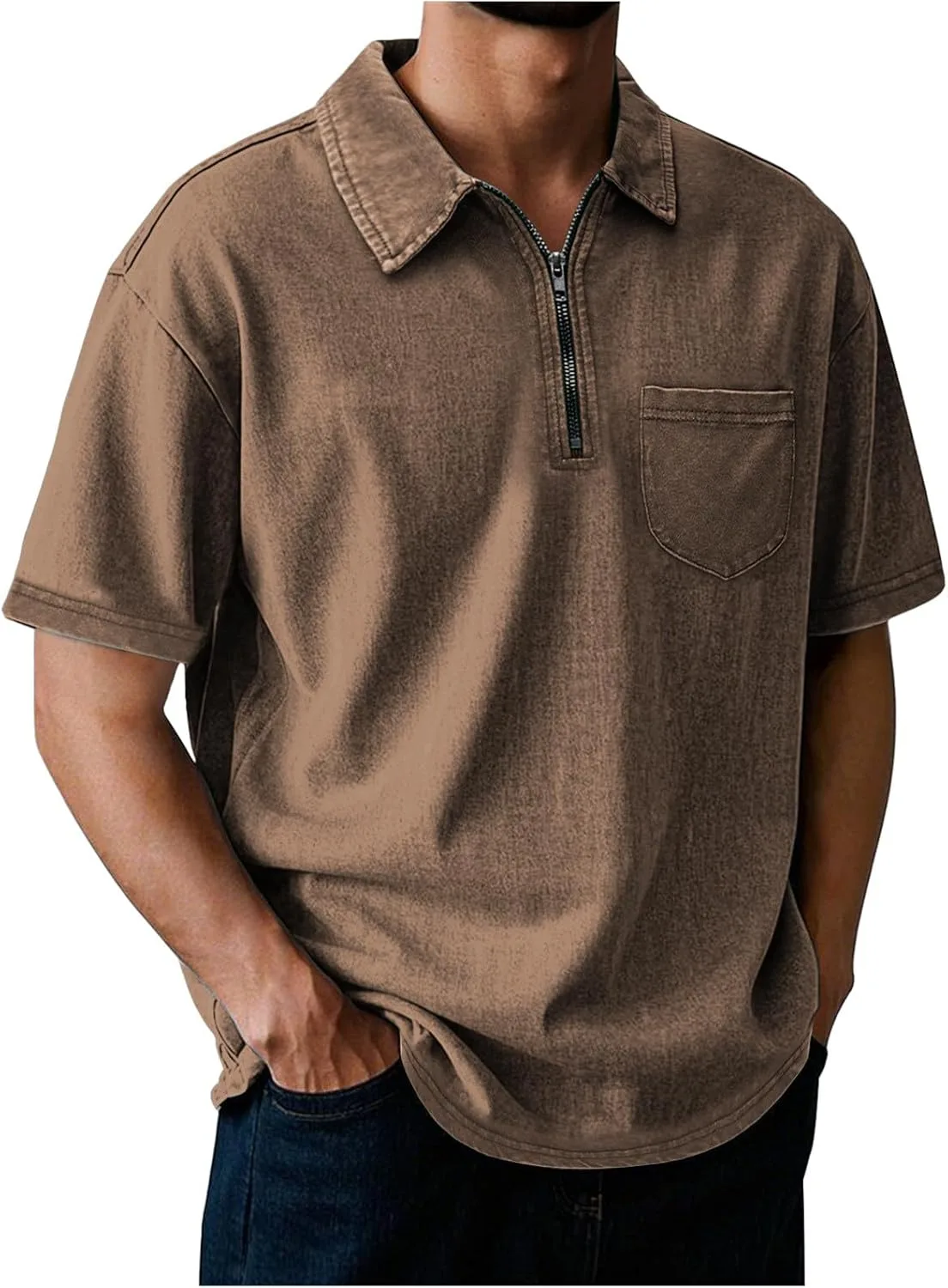 

Мужская поло с эффектом поношенности, короткий рукав, летняя, с карманом Sdeycui