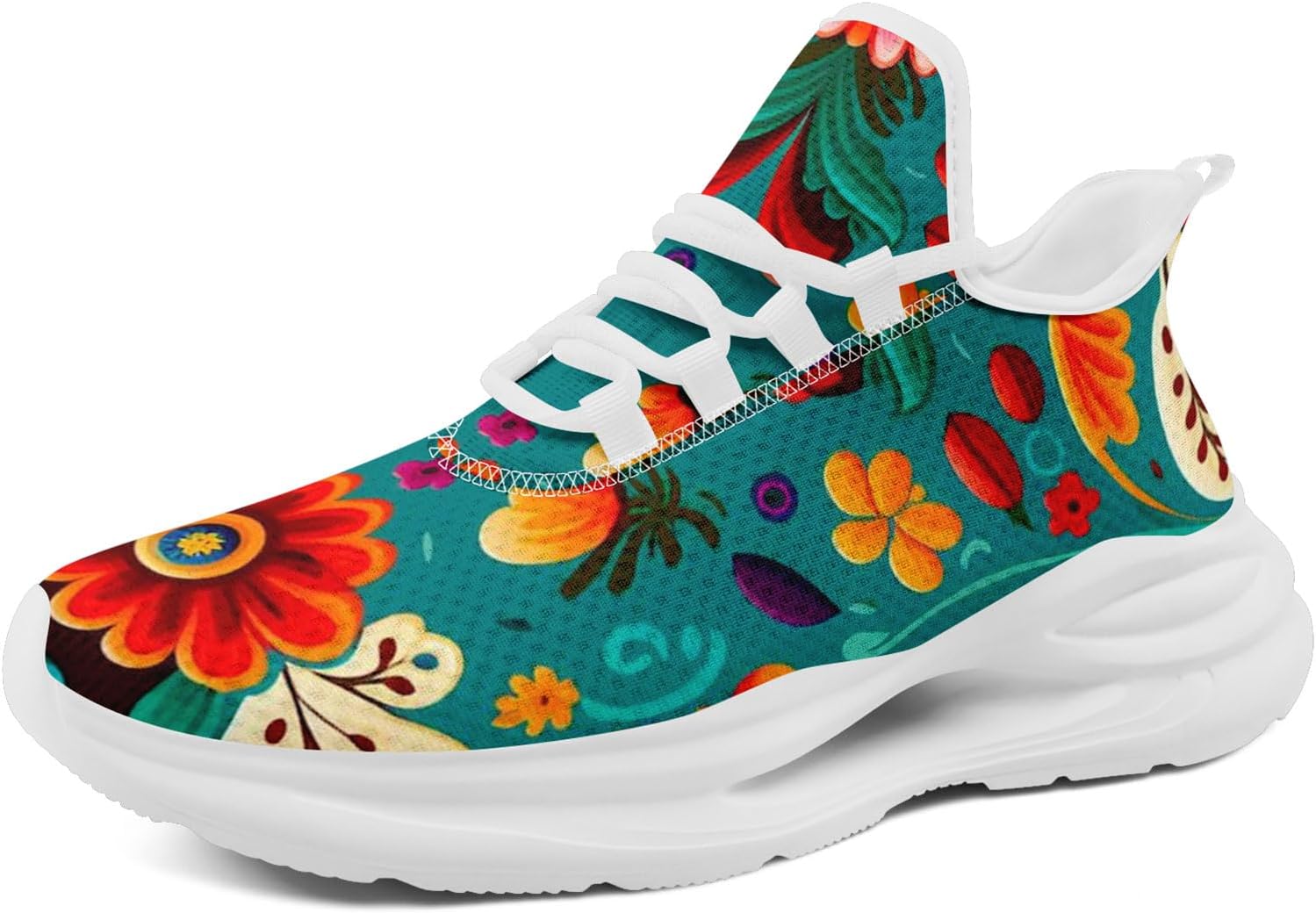 

Кроссовки с мексиканским цветочным принтом для мужчин и женщин - легкие беговые кроссовки, тренажерные кроссовки, амортизирующая повседневная обувь для ходьбы Awsole, белый/красный/зеленый/оранжевый