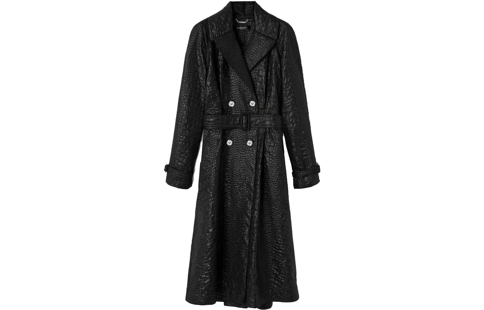 

VERSACE Тренч с рельефным узором и поясом, Black