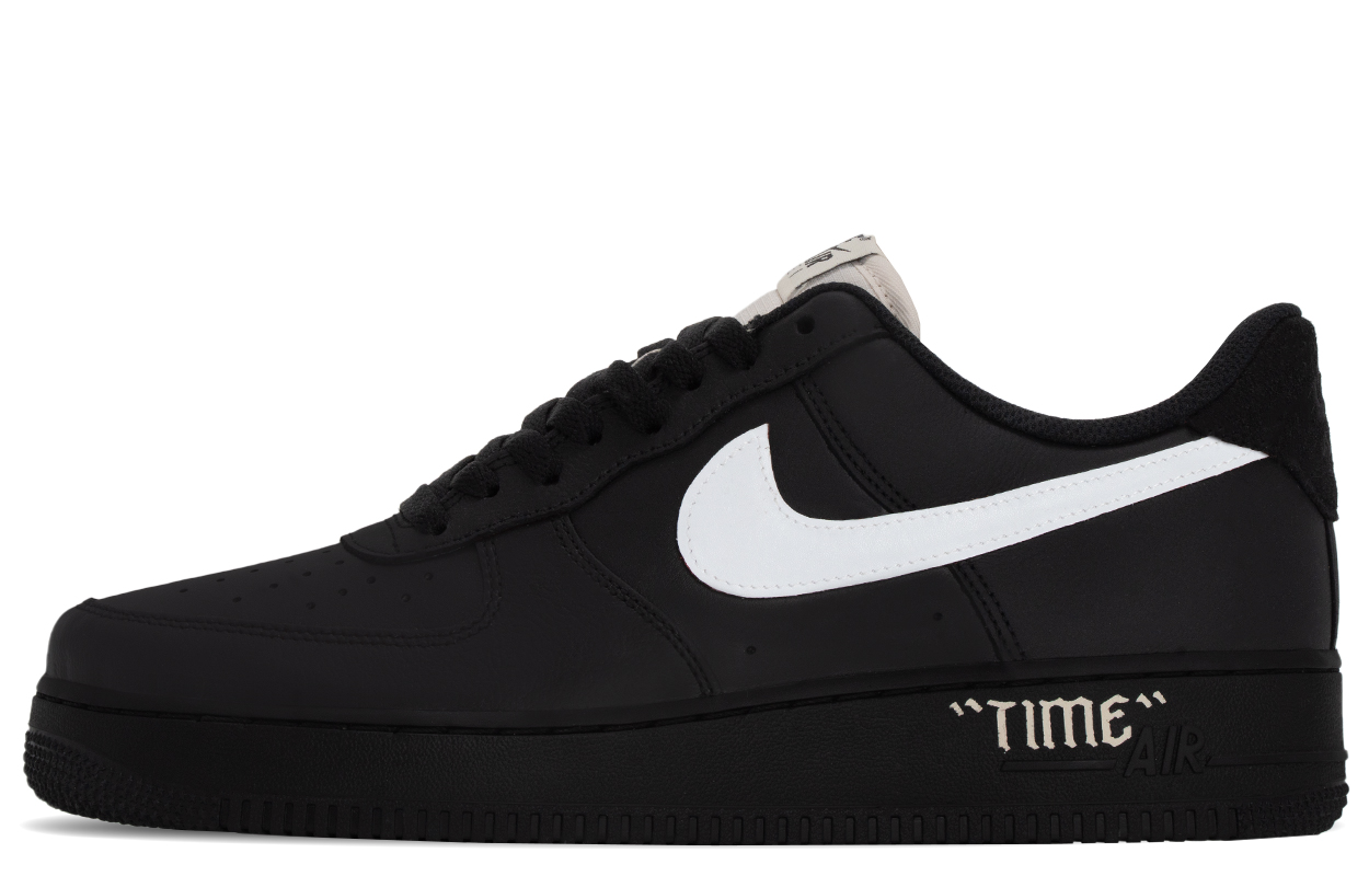 

Nike Мужские низкие скейтбордные кроссовки Air Force 1 Black Warrior с износостойким покрытием, черно-белый