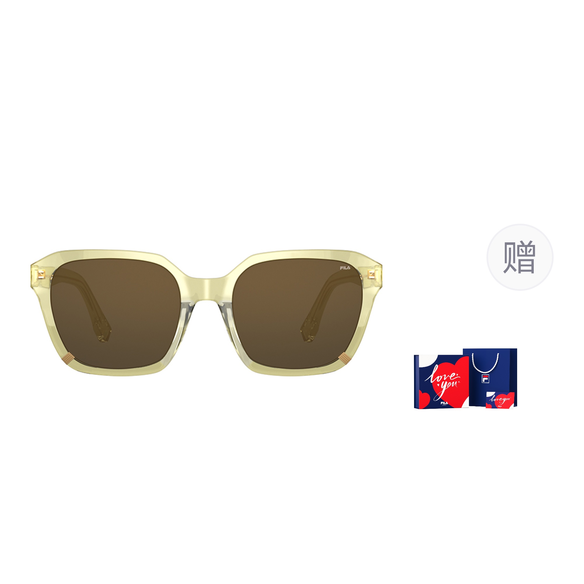 

FILA Пластиковая оправа квадратные солнцезащитные очки унисекс, Transparent Olive Box Limited Edition
