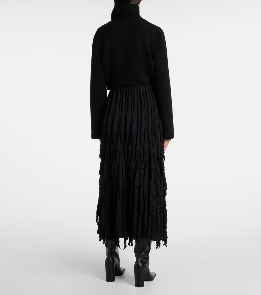Многоярусная шерстяная и шелковая макси-юбка Alaïa, Noir Alaia — фото 3