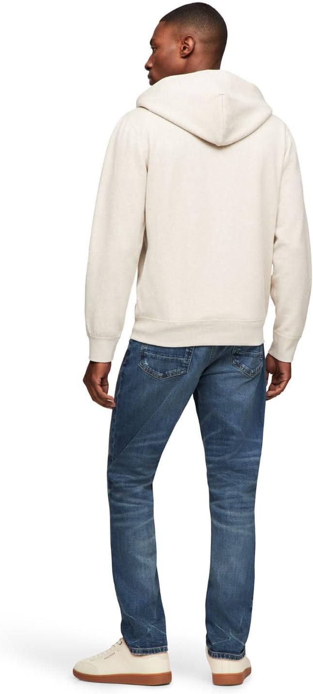 Мужская флисовая толстовка с капюшоном Tommy Hilfiger средней плотности на молнии, Heathered Oatmilk — фото 4