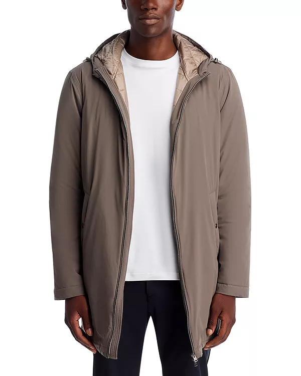 

Нейлоновая эластичная складная парка с капюшоном для путешествий Herno, бежевый