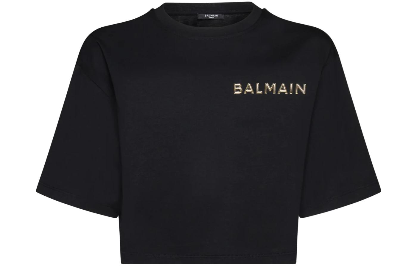 

Футболка с круглым вырезом и логотипом BALMAIN, черный
