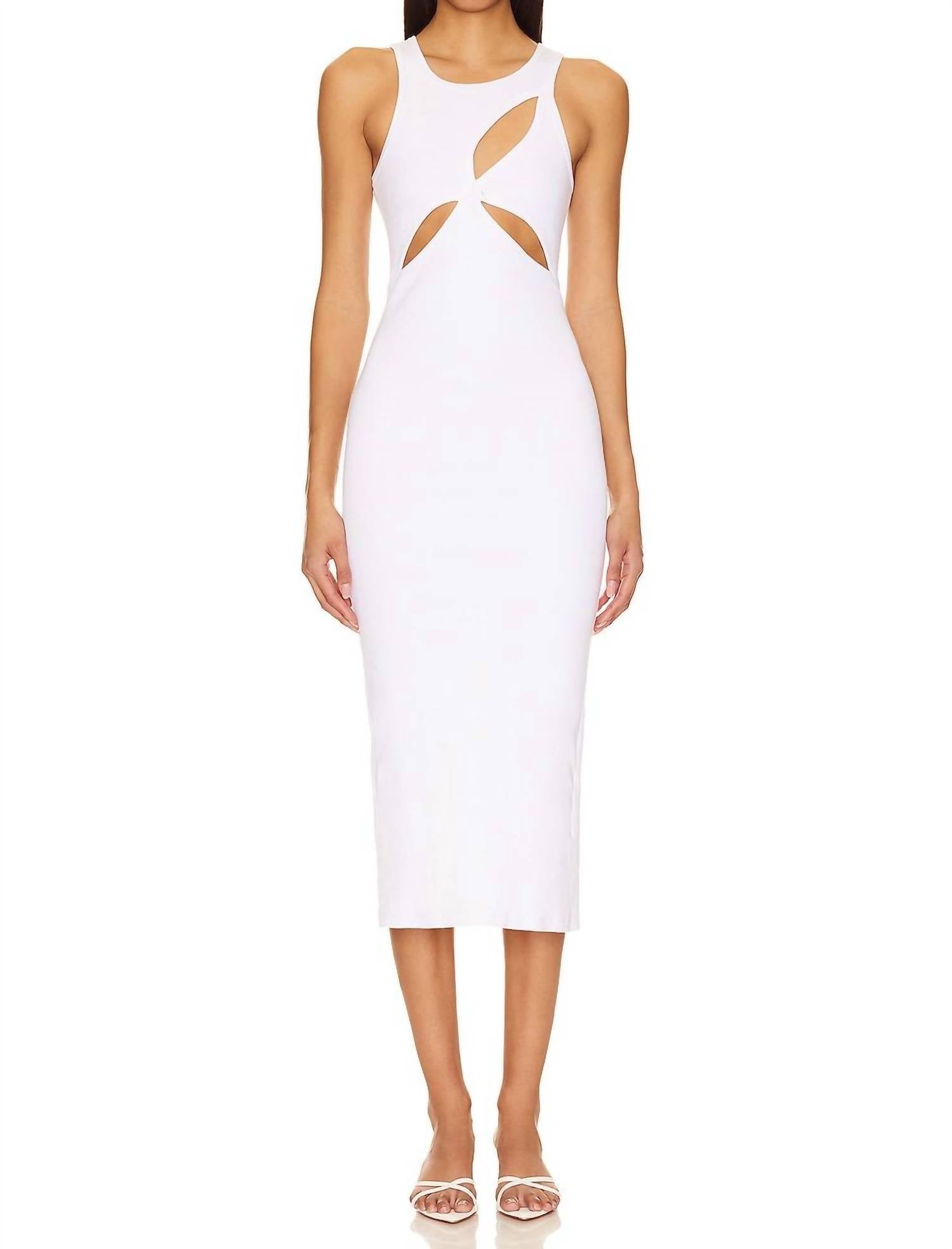 

Mother of All Платье без рукавов Ariel в рубчик с вырезами, белое