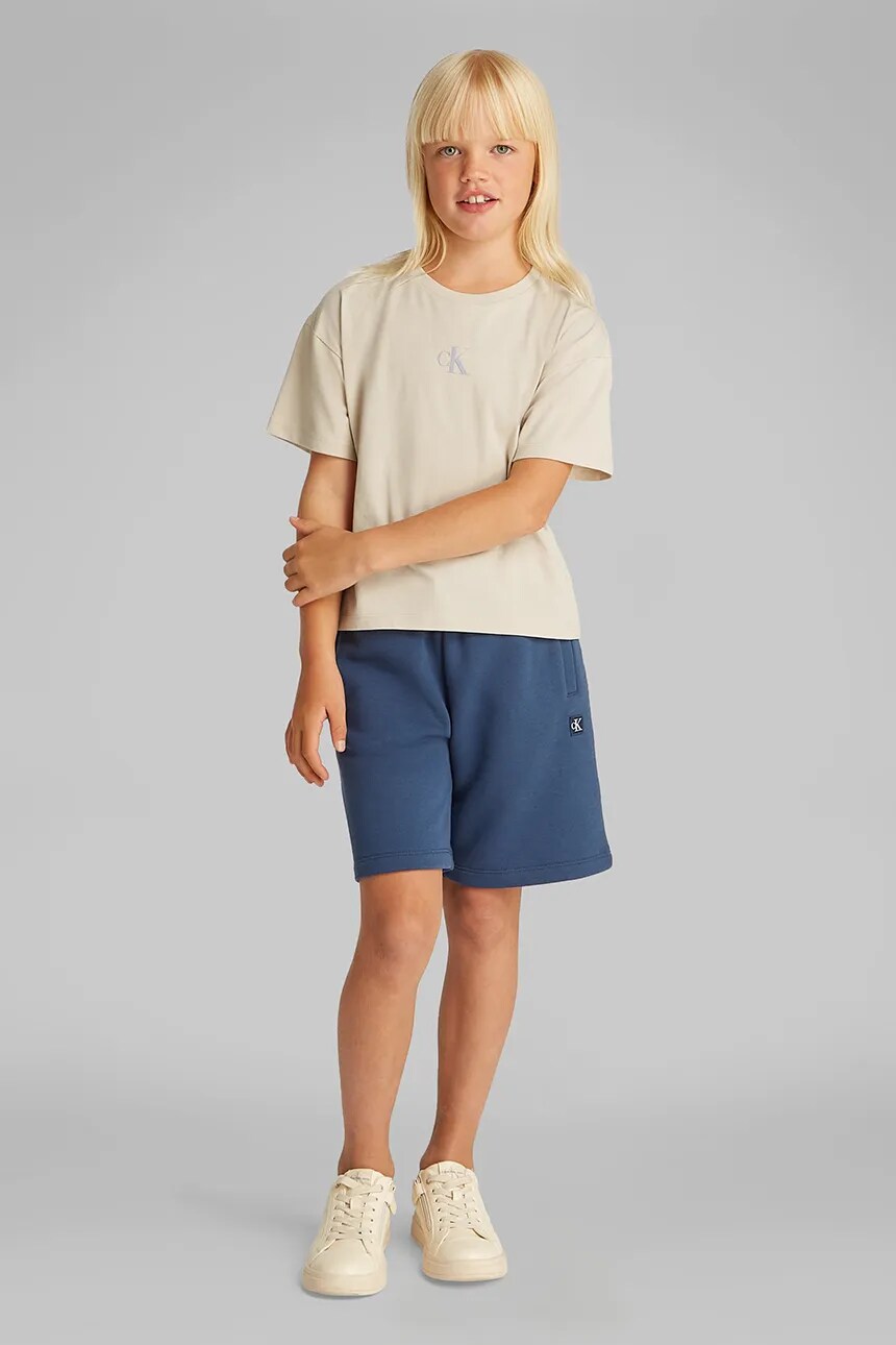 

Хлопковая футболка для детей Calvin Klein Jeans, бежевый