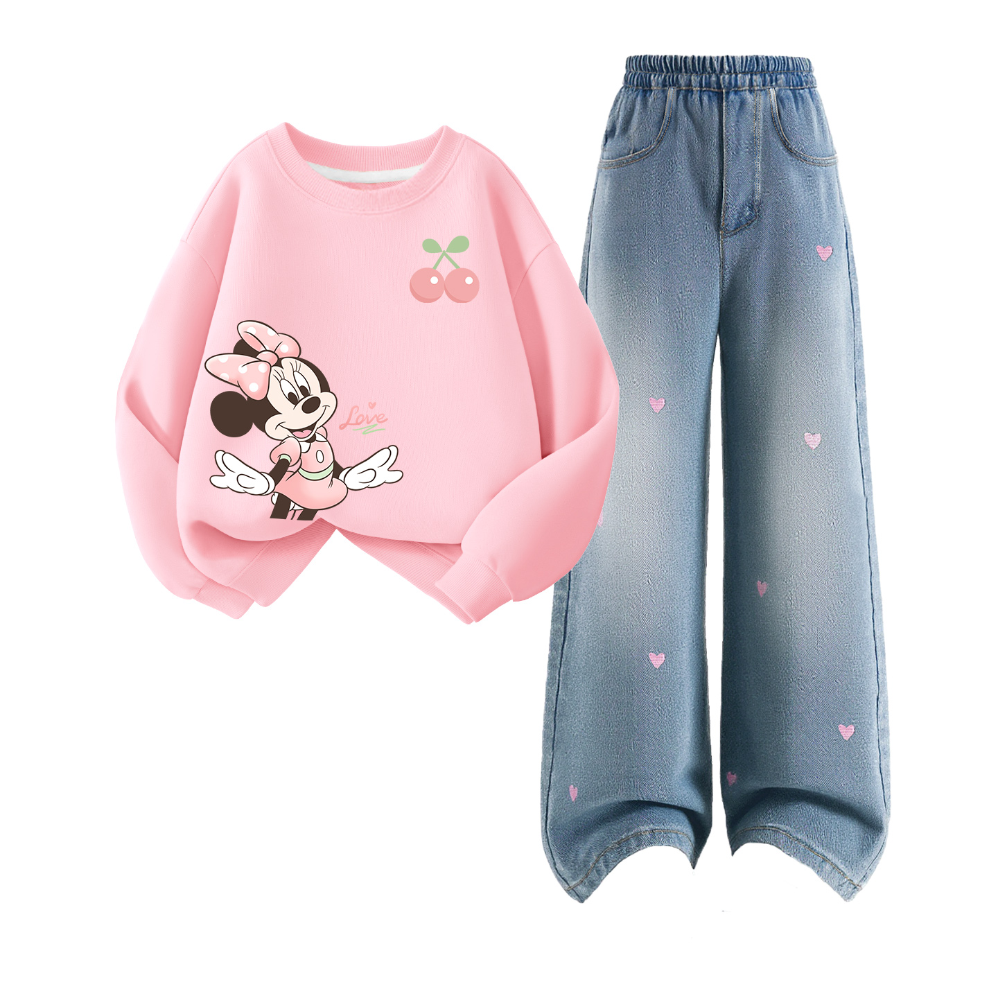 Детский спортивный комплект Casual Sportswear 2 Piece Set Disney, Di Huanxin Dots K Powder+Solid Color Sea Salt Blue — фото 2