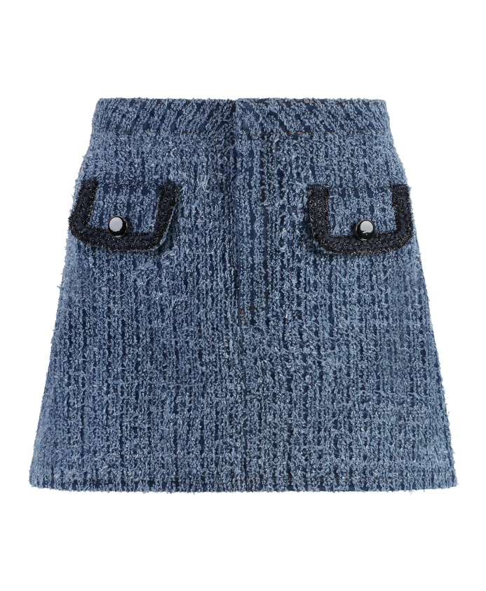 

Джинсовая мини юбка с карманами Self Portrait, синий