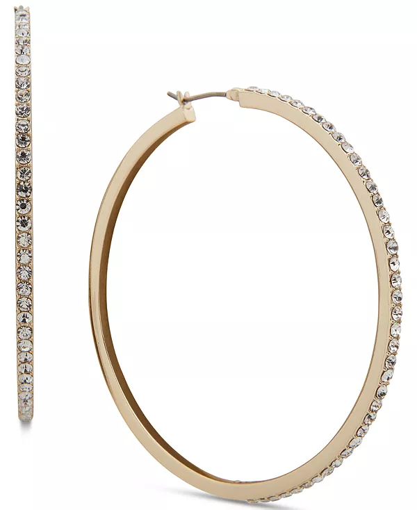 

Большие серьги-кольца с паве, 2,2 дюйма Karl Lagerfeld Paris, gold