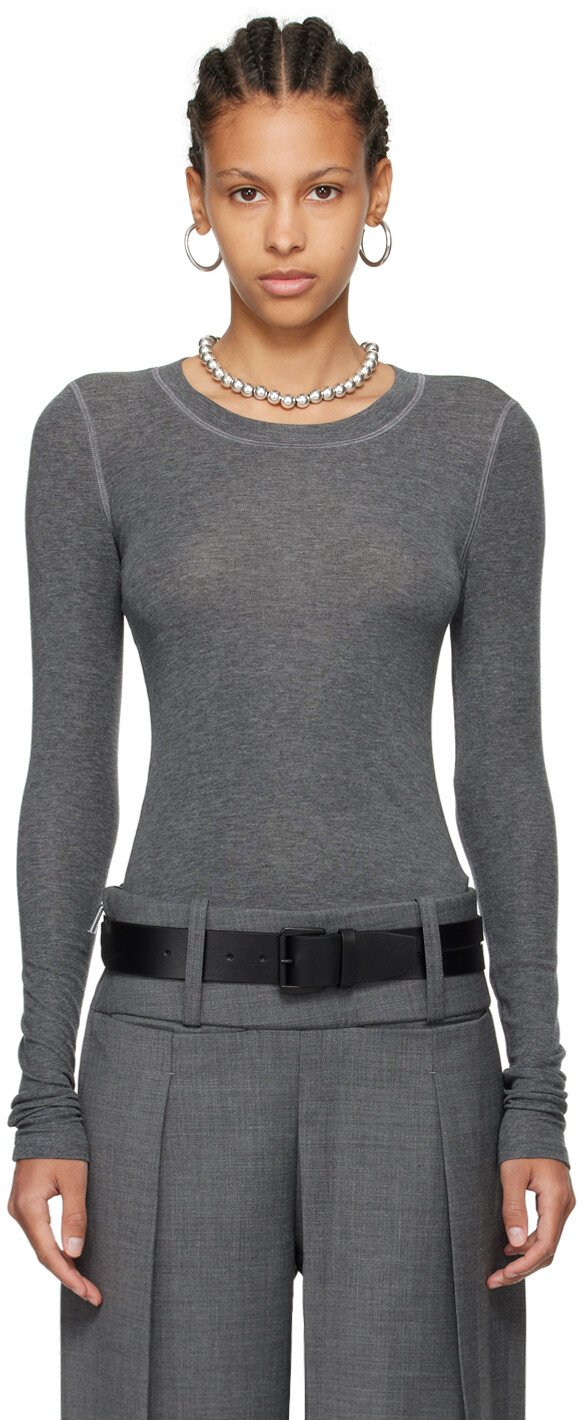 

Серая футболка с длинным рукавом «The Round Neck» Fax Copy Express