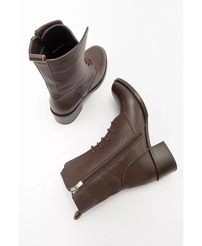 Кожаные ботинки Lana на блочном каблуке (женские) Forever & Always Shoes, коричневый — фото 3