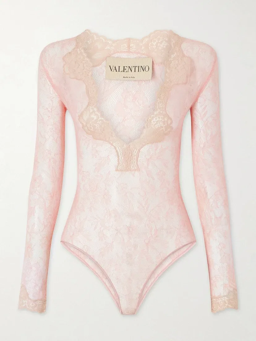 Боди из эластичного кружева VALENTINO GARAVANI, розовый